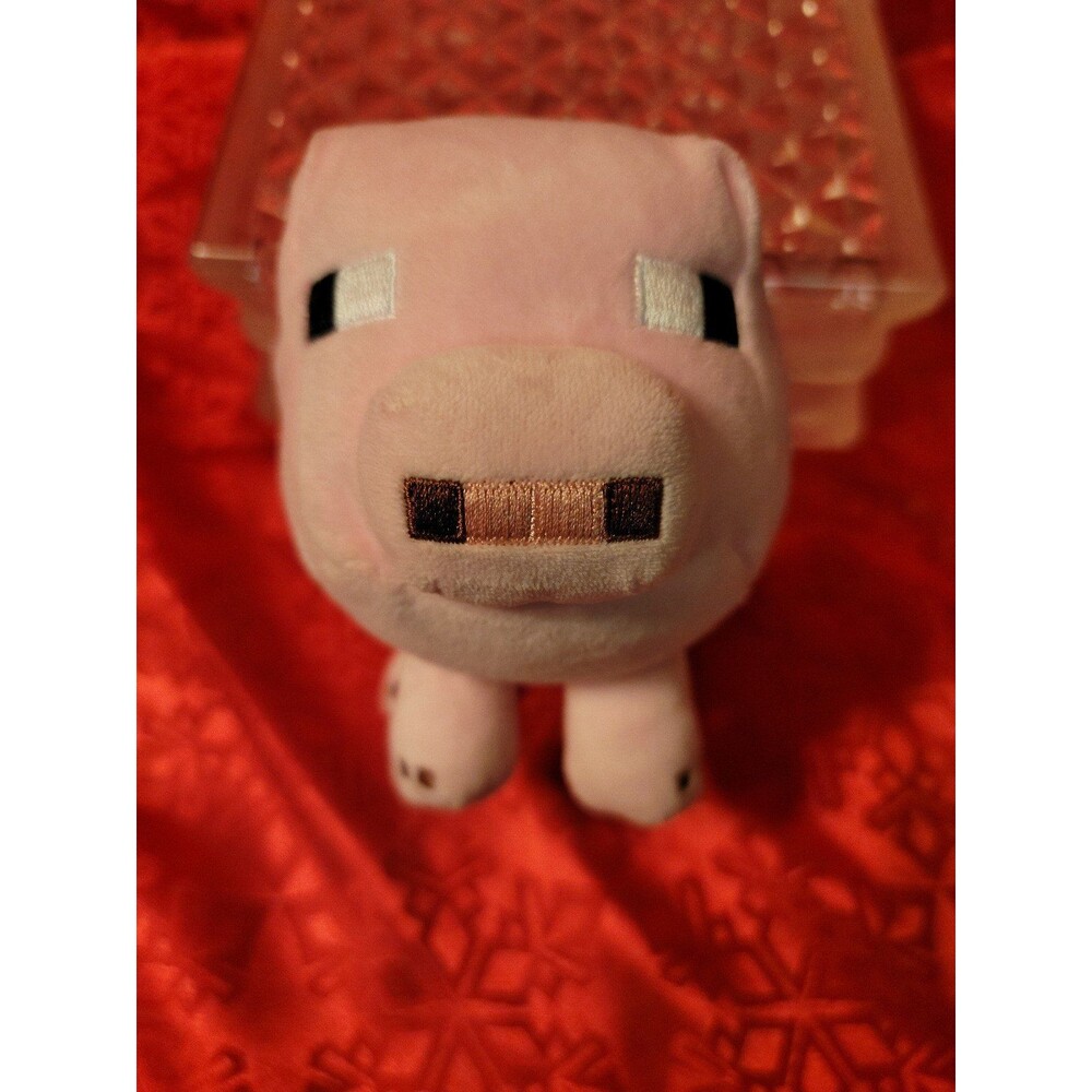 Minecraft Pig Plush Stuffed Animal 2014 Pink Embroidered